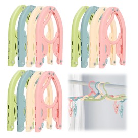 RAFIYU Portable Travel Hangers, 20 PCS Folding Plastic Clothes Hangers, Non-Slip Coat Hangers with Clips, Foldable Coat Hangers Space Saving, for Home Travel Outdoor Camping, 4 Colors