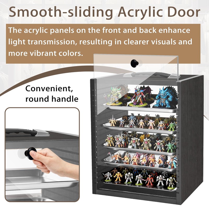 Miniature Storage Case for Collectibles Miniatures, Wooden Miniature Display Cases