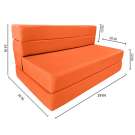 Danfuton Twin Lounger Folding Foam Mattress, Foldable Sofa Bed Sit Sleep 6x39x80 Orange