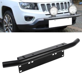 x xotic tech Bull Bar Style Front Bumper License Plate Mount Bracket Holder For Off-Road Lights, LED Work Lamps Lighting Bars, Compatible with Jeep, Most Cars, Truck, Pickup, SUV, 4x4-No Drill (Black)