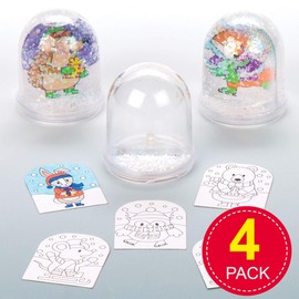 Baker Ross AV449 Winter Waldtiere Schneekugel Bastelset - 4er Pack, Bastelset für Kinder, Basteln, Bemalen und Dekorieren für Kinder, Sortiert, Mittel