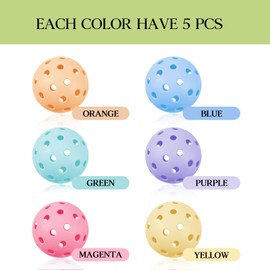 Tradder 30 Pcs Plastic Practice Baseballs Bulk 40 Holes Practice Golf Balls Baseball Balls Multi Color Outdoor Indoor Balls Tournament Play Training for All Style Paddle, 2.9 Inches (Macaron Color)