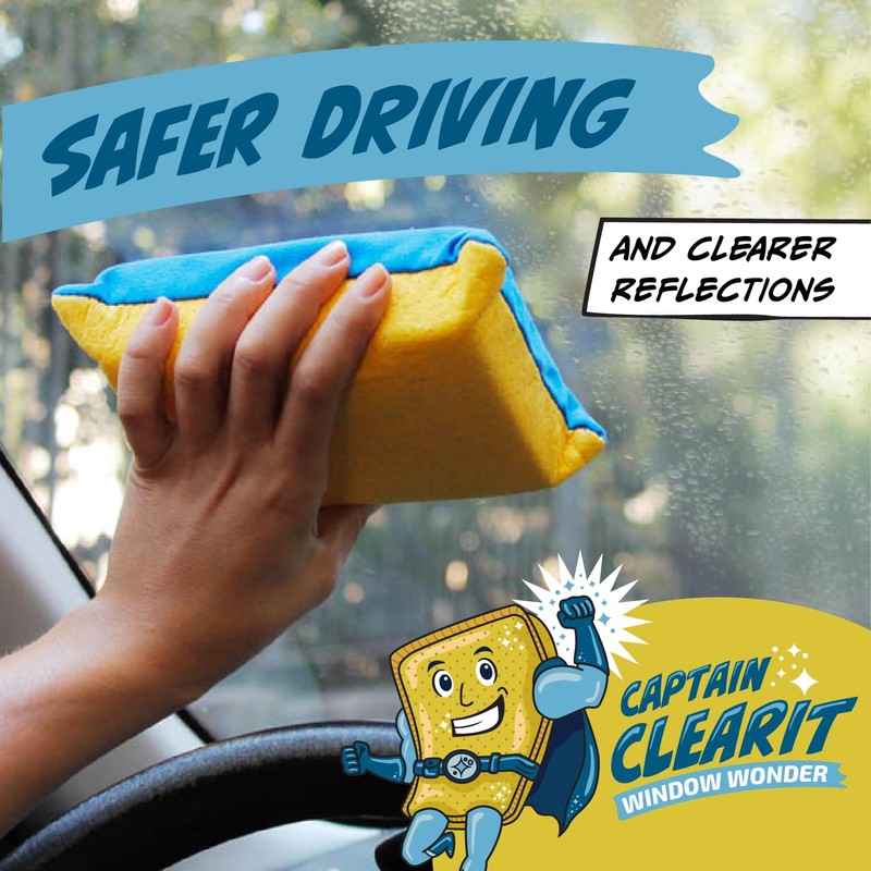 Sponge - Window Cleaner Tool for Car Windshield, Mirrors, Glass