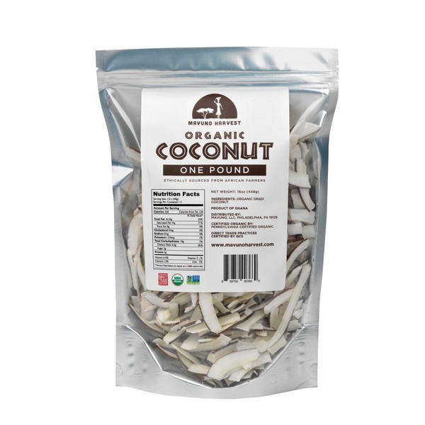 Mavuno Harvest Direct Trade Organic Dried Fruit, Coconut, 1 Pound