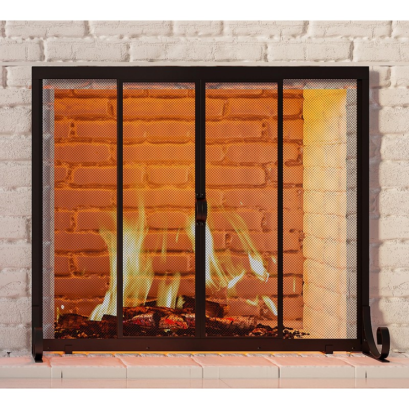 Fire Beauty Fireplace Screen, Wrought Iron Mesh, Baby Safe Spark