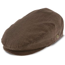 Walrus Hats Downtown Brown Linen Cotton Ivy Cap – Classic Lightweight Summer Flat Cap for Men with Double Snap Brim, Grosgrain Sweatband & Removable Side Pin