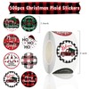 500pcs Christmas Stickers Roll 1.5 Inch Buffalo Plaid Merry Christmas