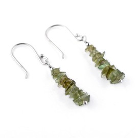 InfinityGemsArt Real Green Moldavite High Vibration Stone, Rough Gemstone Dainty & Drop Earrings Pair, Tektite Celestial, Raw Crystal, Natural Rare Stone, Chakra Healing, 925 Sterling Silver