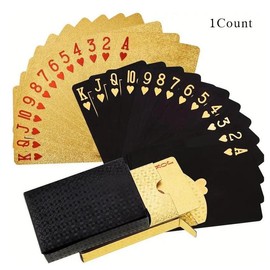 Durable Waterproof Playing Cards, 55pcs/set Poker Cards, Card Games for Party, Family, Friends, Fun Game for Indoor & Outdoor Activities, Card Deck Drinking Game Cards:_Golden_55pcs/set