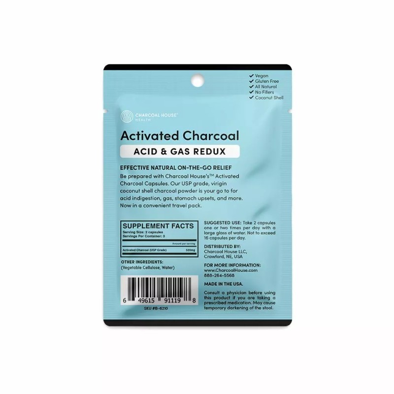 Charcoal House Activated Charcoal 580mg Capsules - 14 Count Sachet