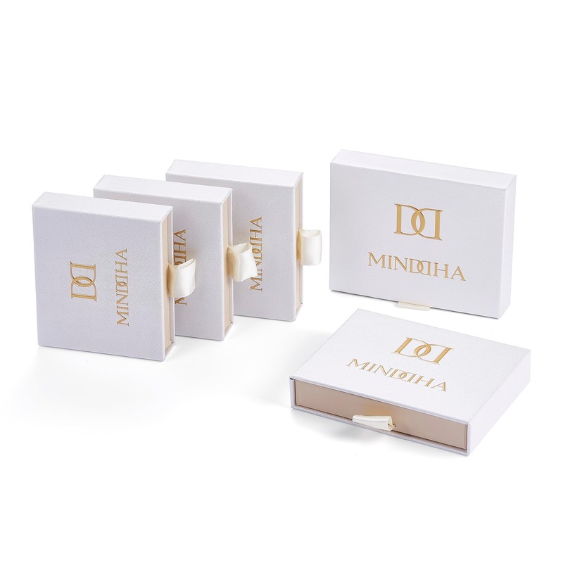 MINDDHA 14K White Gold Plated Interlocked Stackable Rings for Women