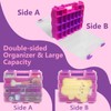 3PCS Pink Tools Box, 50-Compartment Double Side Small Parts Storage