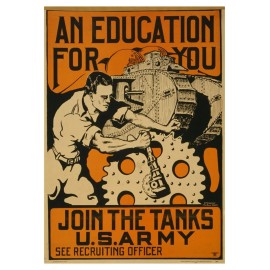 Join US Army Tanks Recruiting Poster PHOTO Propaganda Combat Tank Crew 1919