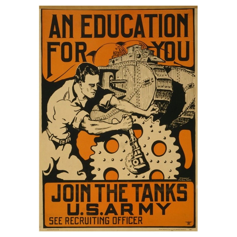 Join US Army Tanks Recruiting Poster PHOTO Propaganda Combat Tank