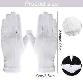 White Gloves, 3 Pairs Tuxedo Gloves, Etiquette Gloves for Men and Women, Nylon Cotton Gloves, White