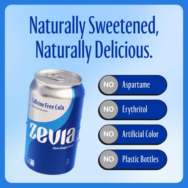 Zevia Zero Calorie Soda, Caffeine Free Cola, 12 fl oz