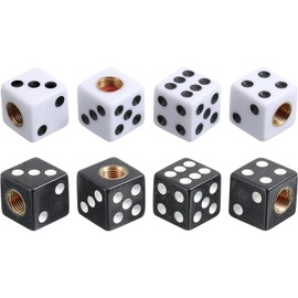 Frienda 8 Pcs Dice Tire Valve Stem Caps, 4 White and 4 Black Dice Style Tire Valve Stem Caps, Wheel Valve Stem Caps for Car Bike Tires