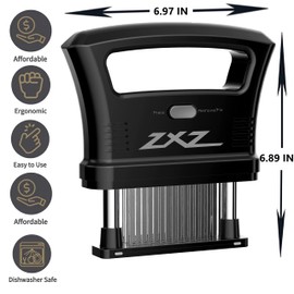 ZXZ Meat Tenderizer Easy to hold large handle | Detachable 48 stainless steel blade | Easy To Use & Clean (Black)