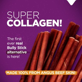 Natural Farm Odor-Free Super Collagen Dog Chews (12-Inch, 5-Pack) The First Ever Real Bull Sticks Alternative: 100% Natural Angus Hide Collagen Treats - More Protein, More Chew Time for All Dogs