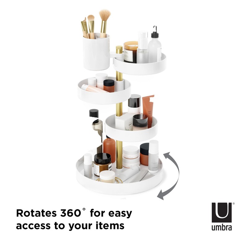 Umbra Pirouette Cosmetic Organizer, White/Brass