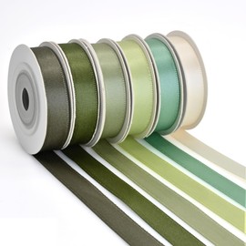 BVIEAKD Double Sided Green Ribbon 10 mm Wide 6 Rolls Total 27 Meters Long Perfect for Crafts Wedding Decorations Bow Making Art Sewing and More