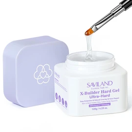 SAVILAND SSProX Ultra Hard Builder Nail Gel: 120 g Clear Plant-Based Hard Gel for Nails Mica Vitamin E Castor Oil U V 3D Nail Extension Strengthening & Thickening DIY Home Use