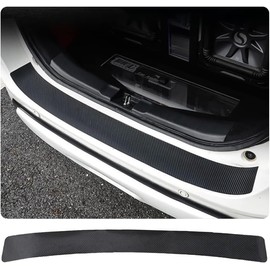 2 Pack Vehicle Rear Bumper Protector Guard Anti-Scratch Carbon Fiber Trunk Door Sill Protection Strip Sticker, Universal SUV, Car, Truck