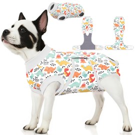 PetWarm Dog Neuter Recovery Suit Male,Dog Coat's Inner Clothes,Bodysuit for Abdominal Wounds Skin Disease,E Collar Alternative for Dogs After Surgery Dog Surgery Recovery Dinosaur Pattern,White,XS