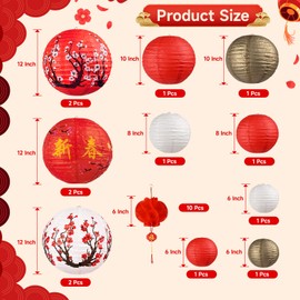 23 PCS Chinese Japanese Paper Lantern and Chinese New Year Lantern for Chinese Spring Festival and Home Restaurant Wedding Party Decoration