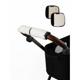 Reversible Stroller Handle Cover, Air Mesh Velcro Easy Attach, Stroller Accessories & Handle Wrap, For winter, Fleece fabric, Protects Handles, Enhances Grip, Stroller Handle Protector (Milk White)