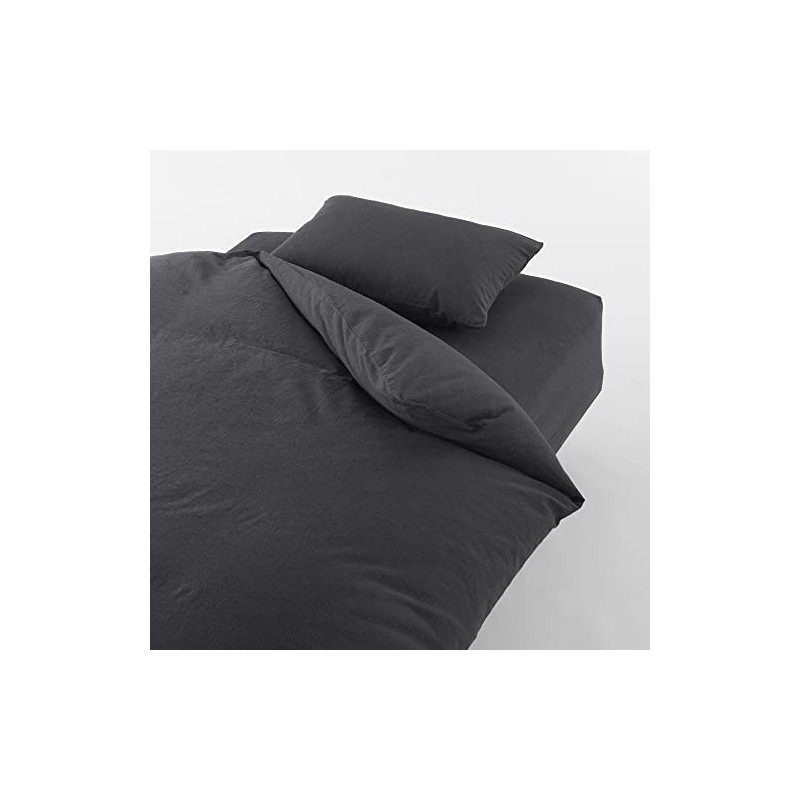 MUJI Washed Fitted Sheet Dark Grey Small Size 80x198x18-28cm 83344283