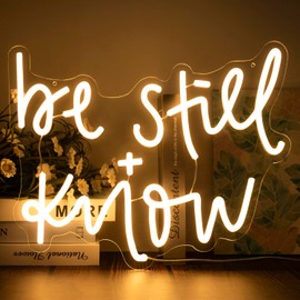 Be still and Know Neon Sign Dimmable Neon Signs for Wall Decor Inspirational LED USB Light Up Sign for Christian Home Decor Jesus Wall Art Bedroom Living Room Be Still And Know That I Am God Gifts