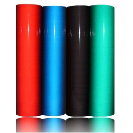 Reflective Vinyl Sheets, 12" x 12" Reflective Adhesive Vinyl Sheets for Crafts, Stickers, Decals, Signs, Address and Mailboxes by Turner Moore Edition (Blue, Red, Green, Black 4-Pack)