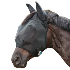 WeatherBeeta ComFiTec Double Dart Deluxe Fly Mask with Ears, Black, Warmblood
