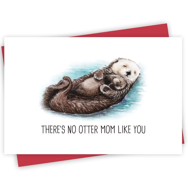 Alzombi Cute Otter Mother and Child Card, Warm Mother's Day Card for Mommy, There's No Otter Mom Like You
