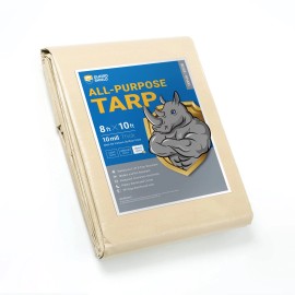 GUARD SHIELD Beige Tarp Heavy Duty Waterproof 8x10 Feet Outdoor Poly Tarps Co...