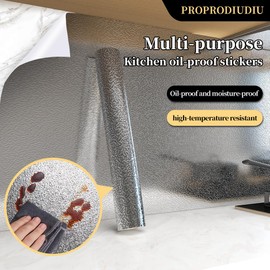proprodiudiu Kitchen Wallpaper Oil Proof Sticker Aluminum Kitchen Backsplash Protector Self-Adhesive Paper Waterproof Wall Sticker for Microwaves, Countertops (15.7''x118'')