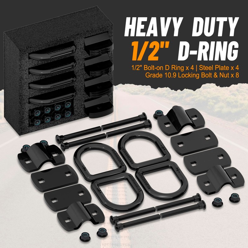 YiaChuii 1/2" D Ring Heavy Duty Bolt-On Forged D Ring,