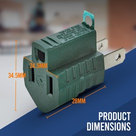 3-Prong to 2-Prong Grounding Adapter Plug - 2 Piece for Wall Outlets - Converters for Outlets, Electrical, Household, Workshops, Industrial, Machinery, Appliances - UL Listed, Green, Polarized