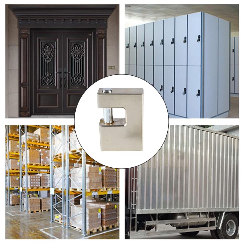 2 Pieces Padlocks with 8 Keys, Rectangular D-shaped Monoblock Locks