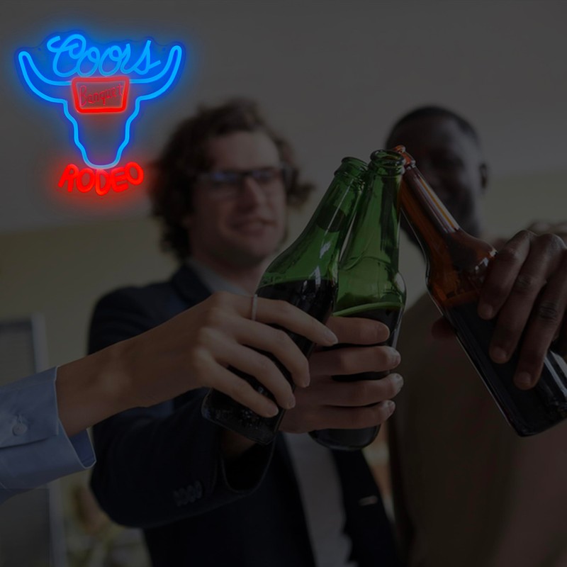 JooeTuu Beer Neon Sign Dimmable Western Rodeo Neon Light Signs