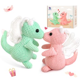 Crochetta Crochet Kit for Beginner, Crochet Starter Kit w Step-by-Step Video Tutorials, Crochet Kit for Beginners, Beginner Crochet Kit for Adults Kids Women Men Complete Kit Included (2 Dragons)