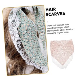 Baluue 2pcs Floral Headband Lace Edges Triangle Hair Scarves for Women Random Color for and Hair Styling