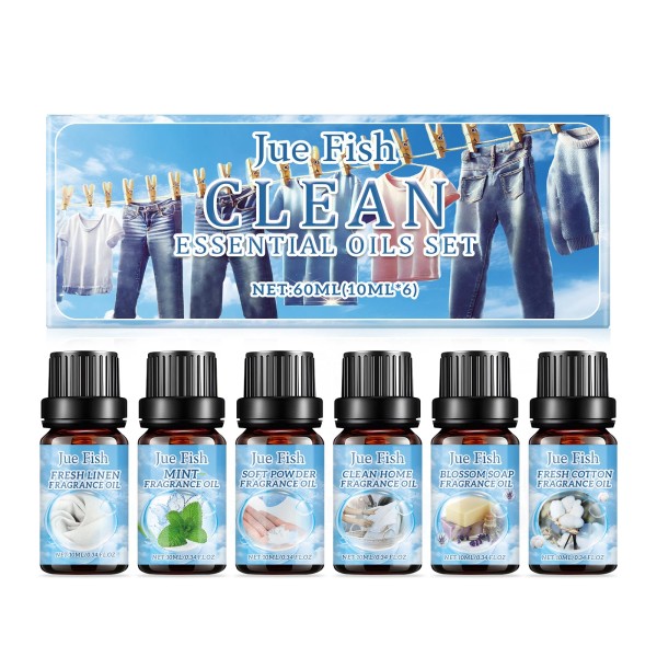 Jue-Fish 6Pcs Fresh Natural Essential Oil Diffuser Aromatherapy Fragrant Oil