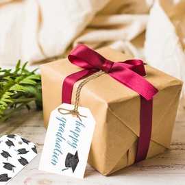 50 Pcs Graduation Gift Tags, Congrats Grad Party Favors Gift Tags for High School or Happy College Graduation Party Decoration Supplies (Blue)