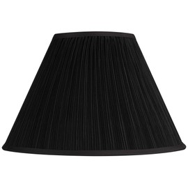 Black Mushroom Pleated Large Empire Lamp Shade 7" Top x 17" Bottom x 11" High x 11.5" Slant (Spider) Replacement with Harp and Finial - Springcrest