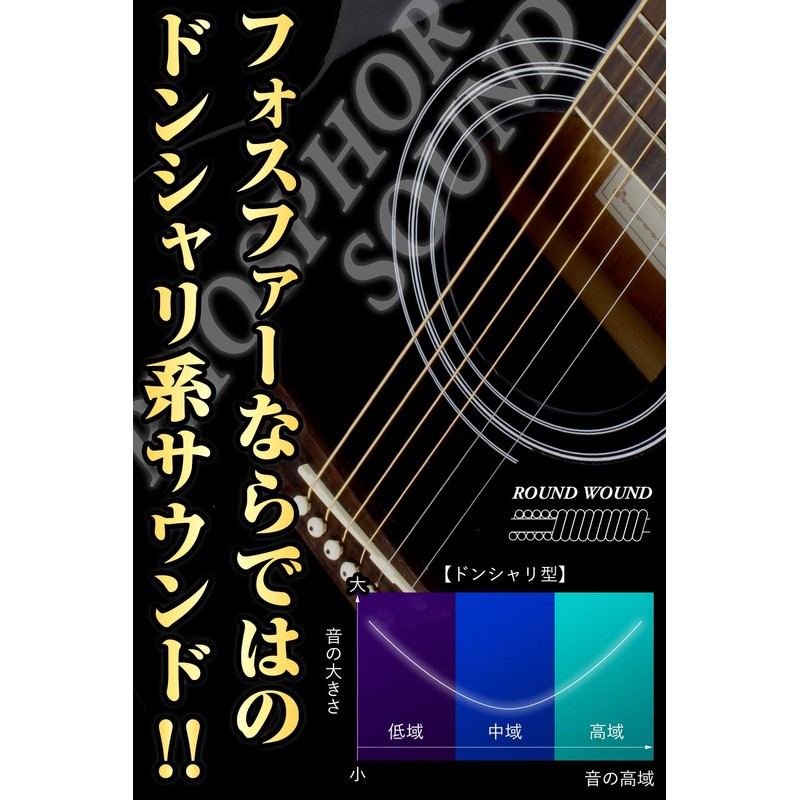 Phoenix Acoustic Guitar Strings, Phosphor Bronze, Warm Bright Tone, 3