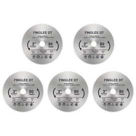 FINGLEE DT 5Pcs 3 inch HSS Circular Saw Blade, 80 Teeth High Speed Steel Cut Off Tool Blade with 3/8 inch Arbor, for Rotary Tools Wood Plastic Cutting(5Pcs)