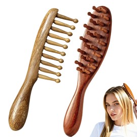Hinbkenla Loc Comb 2Pcs Golden Sandalwood