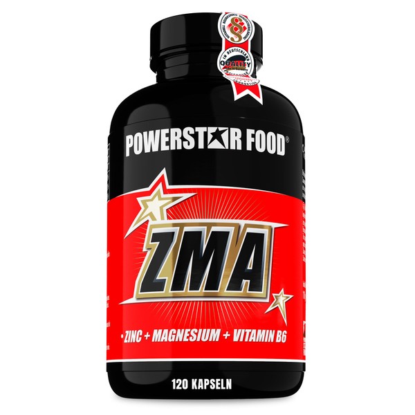 Powerstar 120 ZMA Capsules High Dose 25 mg Zinc per Capsule with Magnesium & Vitamin B6 Laboratory Tested Pharmaceutical Quality Made in Germany Vegan One Tin is Enough for About 6 Months